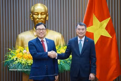El primer ministro vietnamita, Le Minh Hung, (derecha) recibe al embajador saliente de Corea del Sur en Vietnam, Choi Young Sam. (Fuente: VNA)