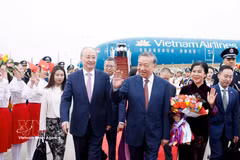 El secretario general del Partido Comunista y presidente de Vietnam, To Lam, llega a Beijing para iniciar una visita de Estado a China. (Foto: VNA) 