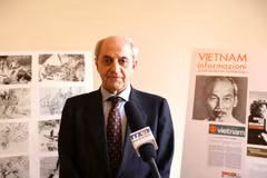 El secretario general del Partido Comunista Italiano, Mauro Alboresi, en la entrevista. (Fuente: VNA)