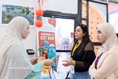 Turistas argelinos en el pabellón vietnamita. (Fuente: VNA)