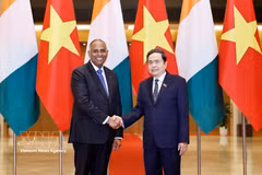 El presidente de la Asamblea Nacional de Vietnam, Tran Thanh Man, y su homólogo de Costa de Marfil, Patrick Achi. (Fuente: VNA)