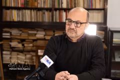 Marcelo Rodríguez, jefe del Departamento de Relaciones Exteriores del Comité Central del Partido Comunista de Argentina y director del Centro de Estudios y Formación Marxista Héctor P. Agosti, en la entrevista. (Fuente: VNA)