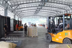 Operaciones en el paso fronterizo de Chi Ma, en la provincia vietnamita de Lang Son, conectado con el paso fronterizo de Aidian, en Guangxi, China. (Foto: VNA)