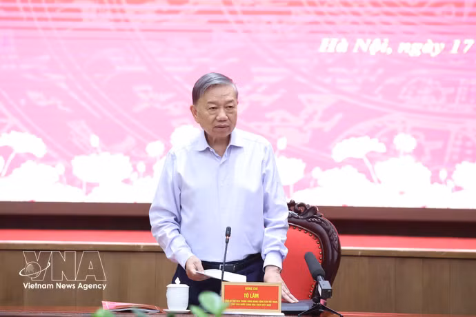 El secretario general del Comité Central del Partido Comunista de Vietnam y presidente de la República, To Lam, habla en el evento. (Fuente: VNA)