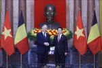 El presidente vietnamita, Luong Cuong, (derecha) y el rey Felipe de Bélgica. (Foto: VNA)