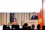El secretario general del Partido Comunista y presidente de Vietnam, To Lam, em el encuentro con la comunidad de compatriotas. Foto:VNA