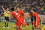 Jugadores vietnamitas celebran la victoria. (Foto: VNA)
