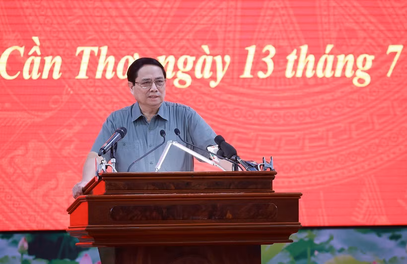 El primer ministro de Vietnam, Pham Minh Chinh, interviene en la cita (Foto: VNA)