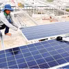 Instaladores de paneles solares en Ciudad Ho Chi Minh. (Foto: nhandan.vn)