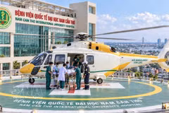 Vista en perspectiva de la plataforma de aterrizaje de helicópteros destinada al transporte de emergencia. (Fuente: VNA)