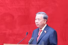 El secretario general del Partido Comunista de Vietnam, To Lam, durante su intervención en la VIII Asamblea partidista de la Comisión Central de Seguridad Pública. (Foto: VNA)