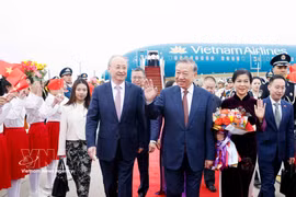 El secretario general del Partido Comunista y presidente de Vietnam, To Lam, llega a Beijing para iniciar una visita de Estado a China. (Foto: VNA)