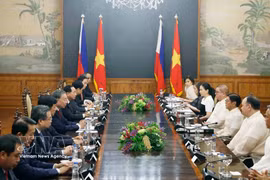 El secretario general del Partido Comunista y presidente de Vietnam, To Lam, y el presidente de Filipinas, Ferdinand R. Marcos Jr., en la conversación oficial. (Foto: VNA)