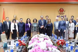 La viceministra de Salud, Nguyen Thi Lien Huong, recibe al profesor Yazdan Yazdanpanah, director de la Agencia Nacional de Investigación sobre Enfermedades Infecciosas Emergentes (ANRS MIE) de Francia. (Foto: Vietnam+)