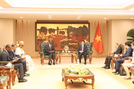 El viceprimer ministro y titular de Defensa de Vietnam, Phan Van Giang, recibe al ministro y secretario general del Gobierno de Mauritania, Moctar Al Housseynou Lam. (Foto: baochinhphu.vn) 