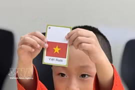 Un niño canadiense-vietnamita en clase de idioma vietnamita (Foto: VNA)