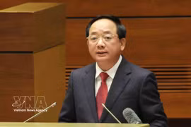 El miembro del Buró Político, secretario del Comité Central del Partido Comunista de Vietnam y jefe de su Comisión de Propaganda, Educación y Movilización de Masas, Trinh Van Quyet, en la conferencia. (Foto: VNA)