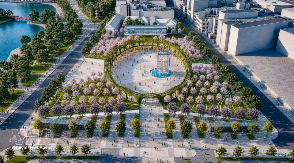 Perspectiva del parque y la plaza Thoi Dai. (Foto: VNA)