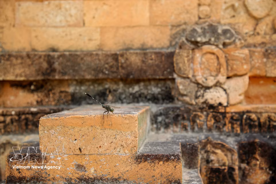 Ladrillos y elementos arquitectónicos antiguos realzan el valor de la Torre Chot Mat, vestigio de la cultura Oc Eo. (Foto: VNA)