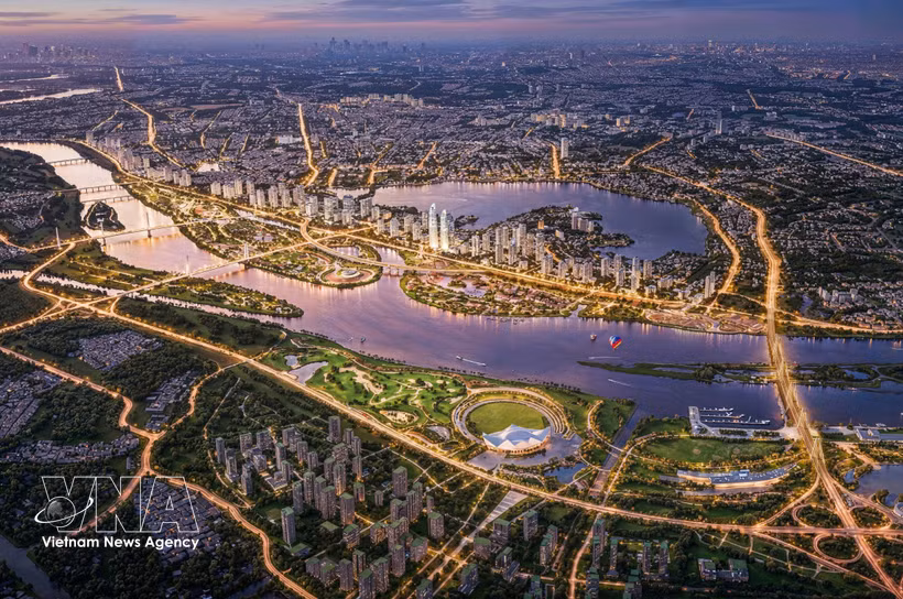 Vista en perspectiva del proyecto del Gran Bulevar Paisajístico del Río Rojo. (Foto: VNA)