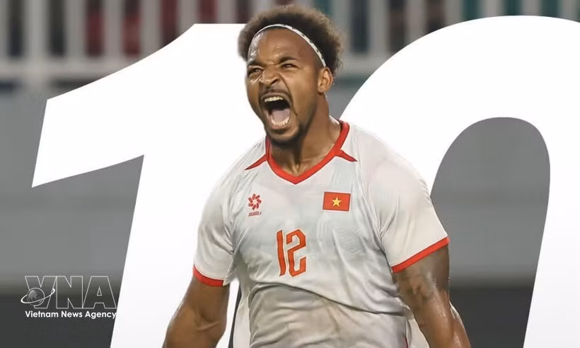 El delantero Xuan Son celebra su gol. (Foto: VNA)