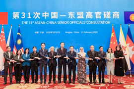 Los delegados participantes en la 31 Consulta de Altos Funcionarios China-ASEAN. (Fuente: VNA)