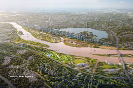 Vista en perspectiva del proyecto del Gran Bulevar Paisajístico del Río Rojo. (Foto: VNA)