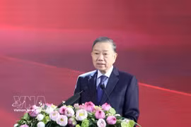 El secretario general del Partido Comunista y presidente de Vietnam, To Lam, habla en el evento. Foto: VNA