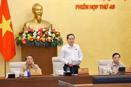 El presidente de la Asamblea Nacional, Tran Thanh Man, habla en la reunión. (Fuente: VNA)