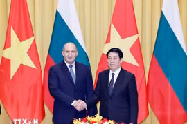 El presidente de Vietnam, Luong Cuong, y su homólogo de Bulgaria, Rumen Radev. (Fuente: VNA)