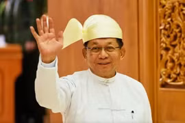 El presidente de Myanmar, Min Aung Hlaing, tras su ceremonia de investidura en el Parlamento de Naypyidaw, el 10 de abril de 2026. Foto: AP/VNA