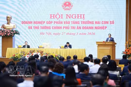 El primer ministro de Vietnam, Pham Minh Chinh, habla en la conferencia. (Foto: VNA)