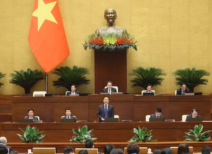 El vicepremier Tran Hong Ha interviene en la reunión (Foto: VNA)