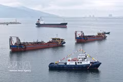 La zona donde se está llevando a cabo el proyecto de inversión para la construcción del puerto de contenedores de Lien Chieu. Foto: VNA