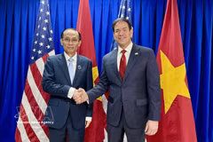 El ministro de Relaciones Exteriores de Vietnam, Le Hoai Trung, y su homólogo estadounidense, Marco Rubio. (Foto: VNA)