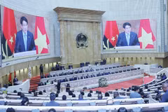 El presidente de Vietnam, Luong Cuong, pronunció un importante discurso político en una sesión plenaria especial de la Asamblea Nacional de Angola. (Fuente: VNA)