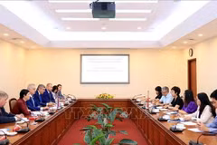 En la reunión de trabajo entre la VNA y la delegación de la ciudad rusa de San Petersburgo. (Fuente: VNA)