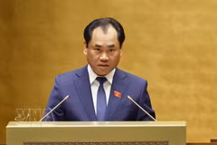 El ministro de Agricultura y Medio Ambiente, Trinh Viet Hung, presenta la propuesta del Gobierno. (Foto: VNA)