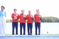 Las vietnamitas Du Thi Bong, Le Thi Hien, Pham Thi Ngoc Anh y Ha Thi Vui logran una medalla de bronce en la prueba de cuatro femenino sin timonel de los Juegos Asiáticos (ASIAD) 2026