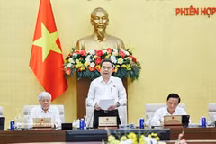 El presidente de la Asamblea Nacional de Vietnam, Tran Thanh Man, habla en el evento. (Foto: VNA)