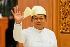 El presidente de Myanmar, Min Aung Hlaing, tras su ceremonia de investidura en el Parlamento de Naypyidaw, el 10 de abril de 2026. Foto: AP/VNA