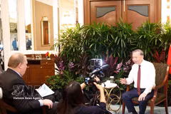 El secretario general del Partido Comunista y presidente de Vietnam, To Lam, responde a una entrevista a Reuters. Foto: VNA 