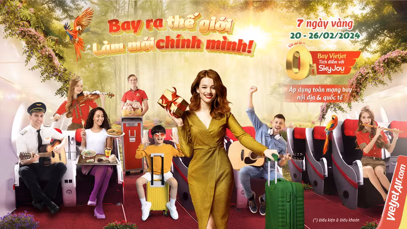 Vietjet ofrece boletos de cero dong en ocasión del Año del Dragón (Fuente: Vietjet)