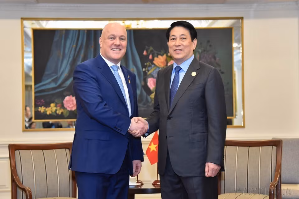 El 15 de noviembre de 2024, el presidente Luong Cuong se reunió con el primer ministro de Nueva Zelanda, Christopher Luxon, durante su visita para asistir a la Semana de la Cumbre APEC 2024 en Lima, Perú. (Foto: VNA)