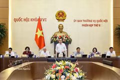 El presidente de la Asamblea Nacional, Tran Thanh Man, interviene en la inauguración de la sexta reunión del Comité Permanente del órgano legislativo. (Foto: VNA)
