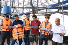 Las autoridades instruyen a los pescadores medidas para reforzar la lucha IUU (Foto: VNA)