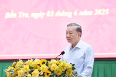El secretario general del Partido Comunista de Vietnam, To Lam, interviene en la reunión (Foto: VNA)