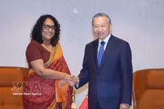 El secretario general del Partido Comunista y presidente de Vietnam, To Lam, se reúne con la primera ministra de Sri Lanka, Harini Amarasuriya. (Foto: VNA)