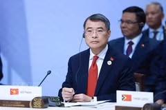 El primer ministro de Vietnam, Le Minh Hung, participa en la sesión plenaria de la Cumbre conmemorativa del 35.º aniversario de las relaciones ASEAN-Rusia. (Foto: VNA)