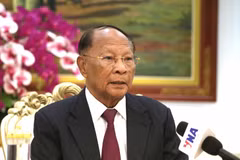 Samdech Heng Samrin, presidente honorario del Consejo Asesor Supremo del Rey y presidente honorario del Partido Popular de Camboya (Foto: VNA)